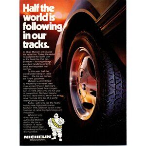 1980 Michelin TRX Radial Tire Vintage Print Ad Mazda RX7 Man Bibendum Wall Art